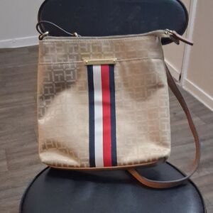 Tommy Hilfiger Beige and Navy Crossbody Bag